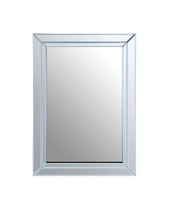 Sana Large Square Bevelled Wall Mirror With Wooden Frame