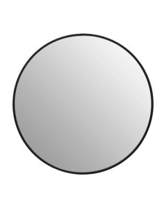 Avento Small Round Wall Mirror In Black Iron Frame