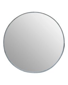 Avento Large Round Wall Mirror In Silver Iron Frame
