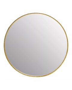 Avento Large Round Wall Mirror In Gold Iron Frame