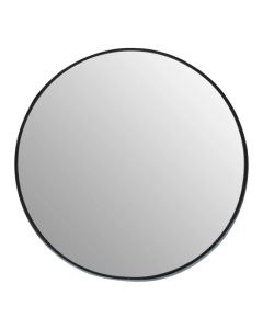 Avento Large Round Wall Mirror In Black Iron Frame