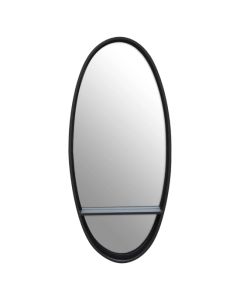 Avento Oval Wall Mirror In Black Iron Frame