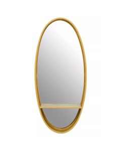 Avento Oval Wall Mirror In Gold Iron Frame