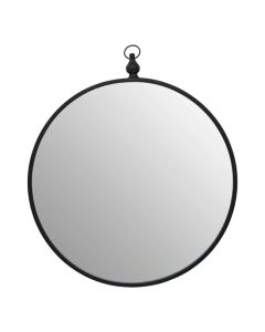Avento Wall Mirror With Circular Hook In Black Iron Frame