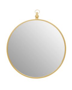 Avento Wall Mirror With Circular Hook In Gold Iron Frame