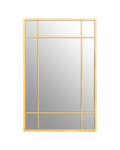 Charlene Window Design Wall Mirror With Brushed Gold Metal Frame