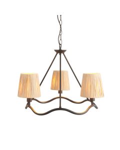 Wriggle 3 Lights Raffia Shade Ceiling Pendant Light In Matt Black