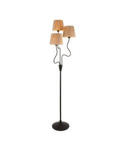 Wriggle 3 Lights Raffia Shade Floor Lamp In Matt Black