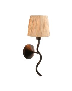 Wriggle Raffia Shade Wall Light In Matt Black