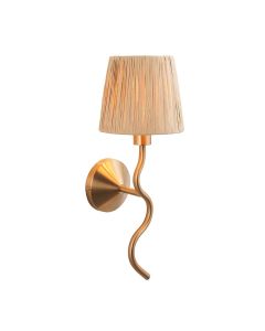 Wriggle Raffia Shade Wall Light In Brushed Aged Brass