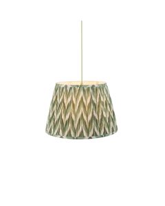 Eltham And Zigzag 40cm Cotswold Green Shade Ceiling Light With Green Colour Braided Cable