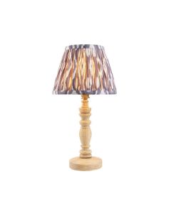 Bibury And Ikat 20cm Pearl Grey Fabric Shade Table Lamp In Natural Ash
