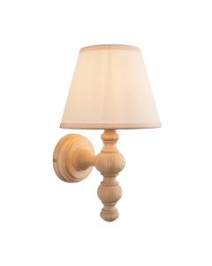 Bibury And Ivy 20cm Vintage White Fabric Shade Wall Light In Natural Ash