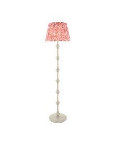 Carnaby And Ikat 40cm Coral Pink Shade Floor Lamp With Satin Almond White Base