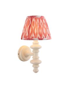Carnaby And Ikat 20cm Coral Pink Shade Wall Light With Satin Almond White Base
