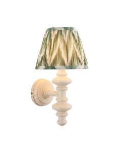 Carnaby And Zigzag 20cm Cotswold Green Shade Wall Light Satin Almond White Base