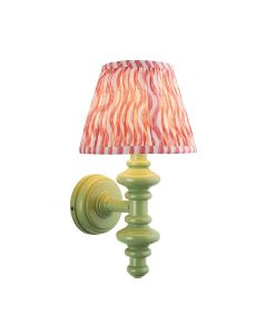 Carnaby And Ripple 20cm Coral Pink Shade Wall Light With Satin Cotswold Green Base