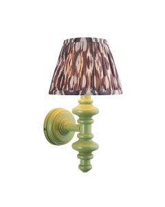 Carnaby And Ikat 20cm Pearl Grey Shade Wall Light With Satin Cotswold Green Base
