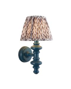 Carnaby And Leaf 20cm Pearl Grey Shade Wall Light With Satin Marlin Blue Base