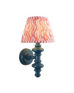 Carnaby And Ripple 20cm Coral Pink Shade Wall Light With Satin Marlin Blue Base