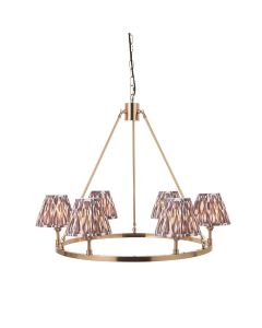 Chester And Ikat 6 Lights 16cm Pearl Grey Shade Ceiling Light In Aged Brass