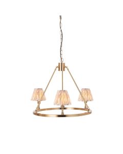 Chester And Ikat 3 Lights 16cm Neutral Shade Ceiling Light In Aged Brass