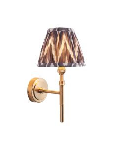 Chester And Zigzag 16cm Pearl Grey Shade Wall Light In Aged Brass