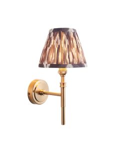 Chester And Ikat 16cm Pearl Grey Shade Wall Light In Aged Brass
