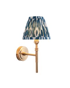 Chester And Ikat 16cm Marlin Blue Shade Wall Light In Aged Brass