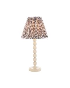 Higgledy And Leaf 25cm Pearl Grey Shade Table Lamp With High Gloss Almond White Base