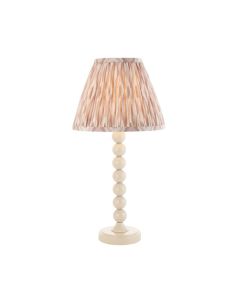 Higgledy And Ikat 25cm Neutral Shade Table Lamp With High Gloss Almond White Base
