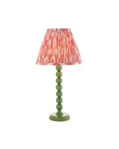 Higgledy And Ikat 25cm Coral Pink Shade Table Lamp With High Gloss Cotswold Green Base