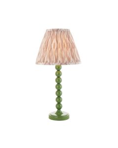 Higgledy And Ikat 25cm Neutral Shade Table Lamp With High Gloss Cotswold Green Base