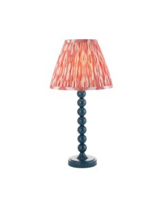 Higgledy And Ikat 25cm Coral Pink Shade Table Lamp With High Gloss Marlin Blue Base