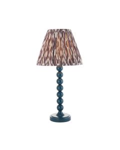 Higgledy And Ikat 25cm Pearl Grey Shade Table Lamp With High Gloss Marlin Blue Base