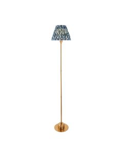 Burley Rechargeable And Ikat 25cm Marin Blue Shade Floor Lamp In Brushed Aged Brass