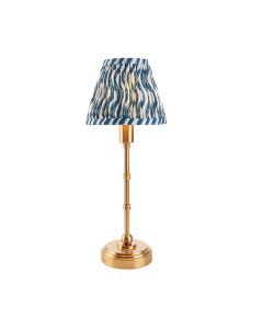 Bibury And Zigzag 20cm Apricot Orange Fabric Shade Table Lamp In Satin Marlin Blue