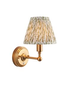 Burley Rechargeable And Leaf 16cm Herb Garden Green Shade Wall Light In Brushed Aged Brass