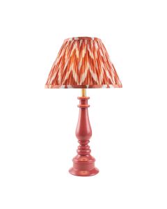 Myrtle And Zigzag 30cm Apricot Orange Shade Table Lamp With Gloss Pink Clay Base