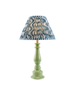 Myrtle And Ripple 30cm Marlin Blue Shade Table Lamp With Gloss Cotswold Green Base