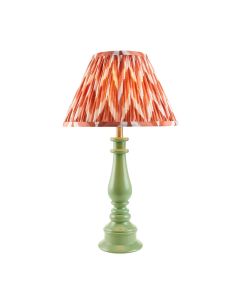 Myrtle And Zigzag 30cm Apricot Orange Shade Table Lamp With Gloss Cotswold Green Base