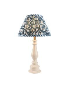 Myrtle And Ripple 30cm Marlin Blue Shade Table Lamp With Gloss Almond White Base