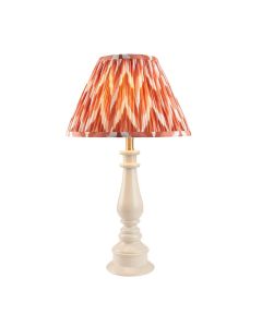 Myrtle And Zigzag 30cm Apricot Orange Shade Table Lamp With Gloss Almond White Base