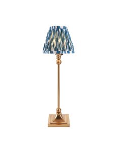 Santiago And Ikat 16cm Marlin Blue Shade Table Lamp In Brushed Aged Brass