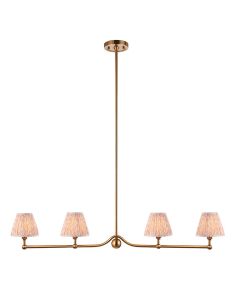 Santiago And Leaf 4 Lights 16cm Peachy Keen Shade Ceiling Pendant Light In Brushed Aged Brass