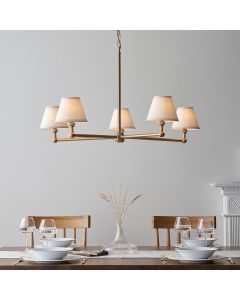 Santiago And Ivy 5 Lights 16cm Vintage White Shade Ceiling Pendant Light In Brushed Aged Brass