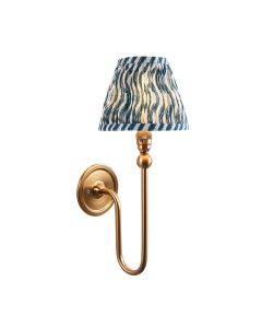 Santiago And Ripple 16cm Marlin Blue Shade Wall Light In Brushed Aged Brass