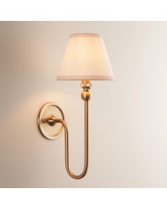 Santiago And Ivy 16cm Vintage White Shade Wall Light In Brushed Aged Brass
