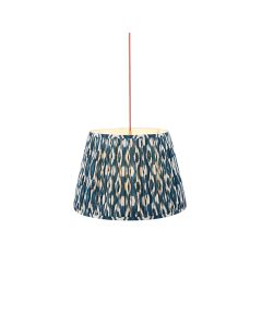 Eltham And Ikat 40cm Marlin Blue Shade Ceiling Light With Red Colour Braided Cable