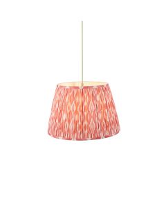 Eltham And Ikat 40cm Coral Pink Shade Ceiling Light With Green Colour Braided Cable